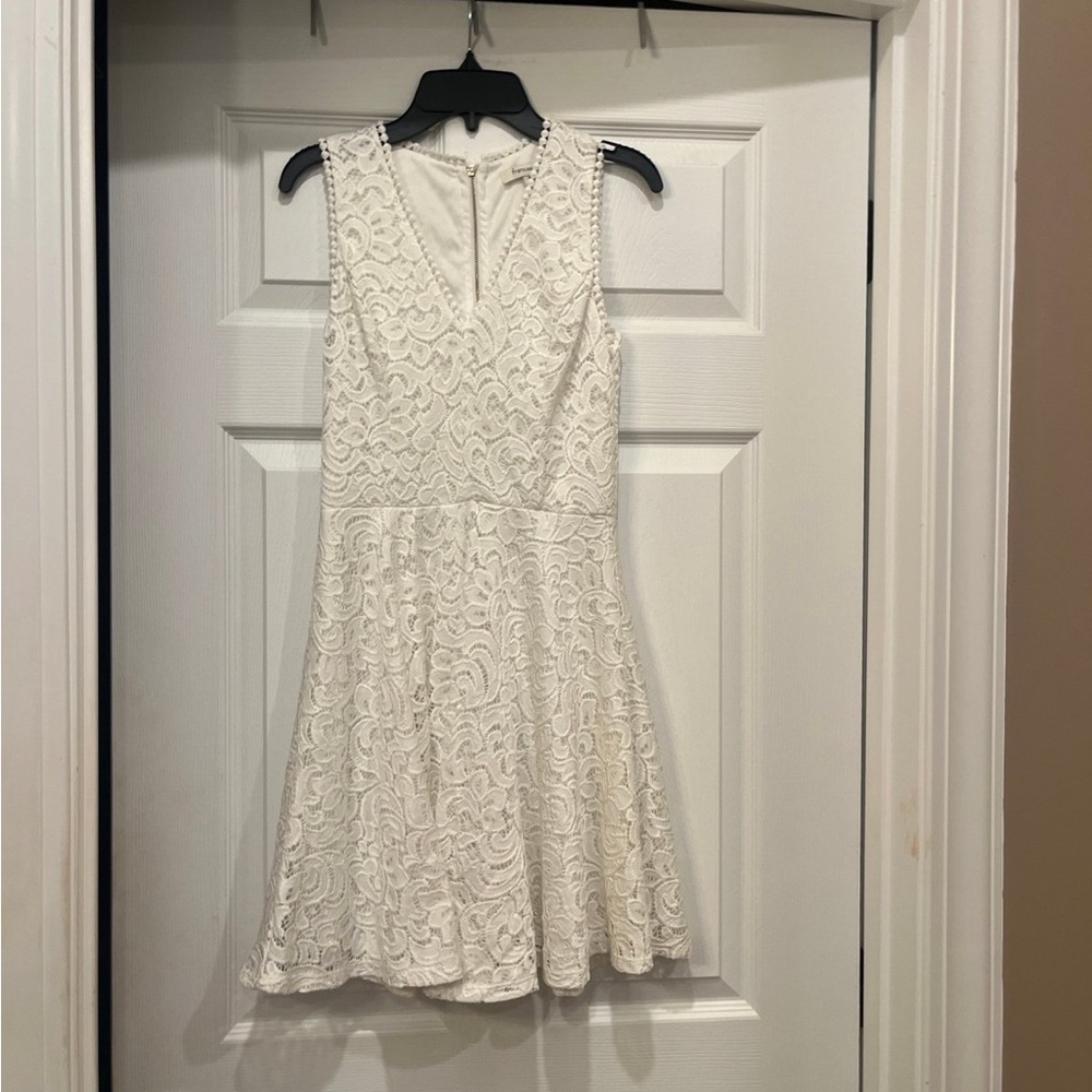 Francesca's Collections Cream Fit and Flare Mini Dress